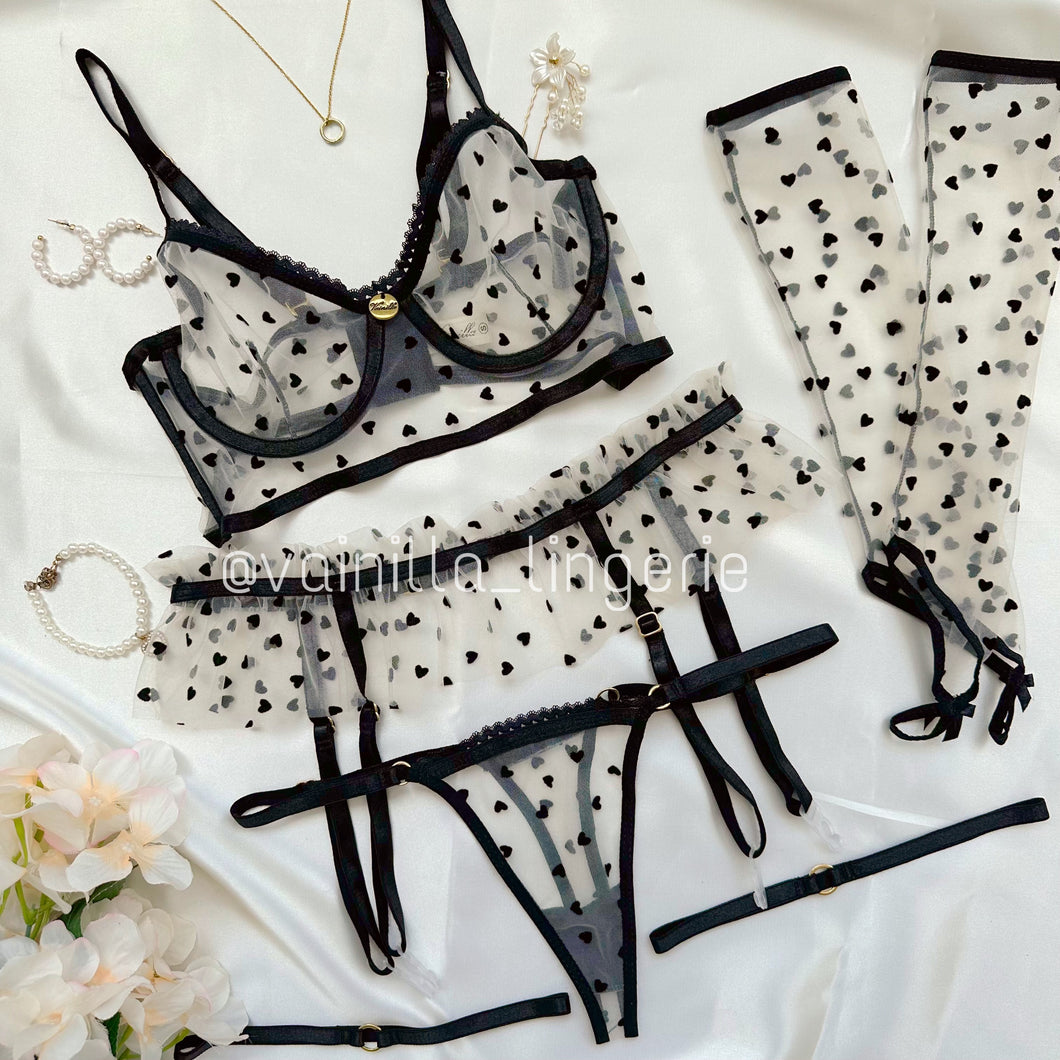 Set Corazoncitos Negro