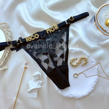 Load image in gallery viewer,Tanga Hilo Negro con texto: Rico Mor
