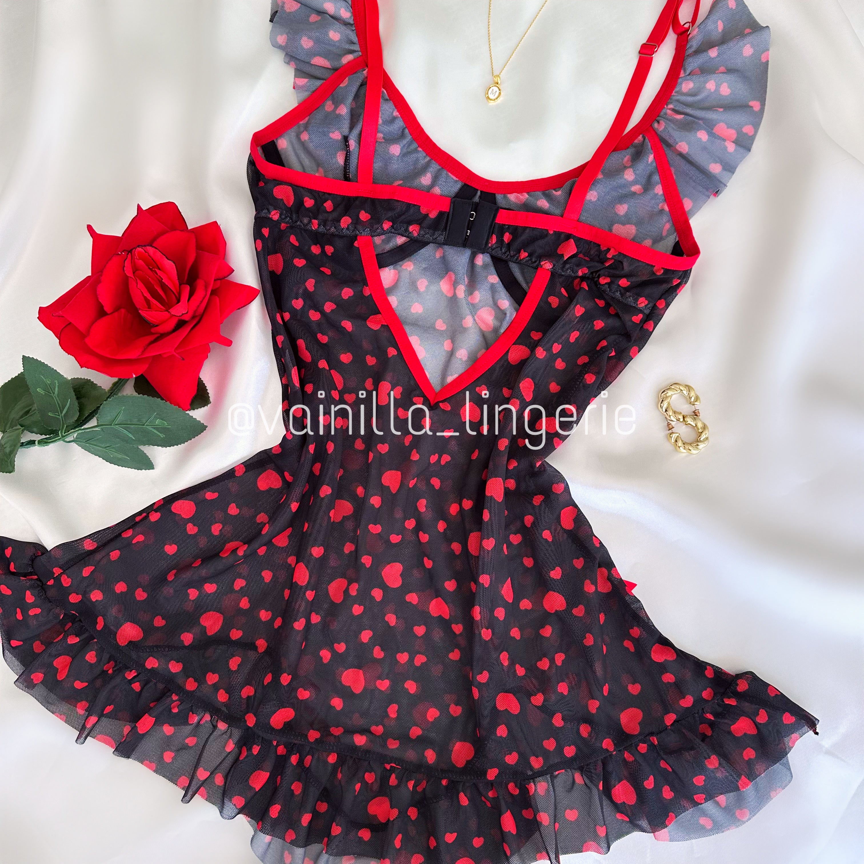 Kitty Negro - Babydoll de Corazones