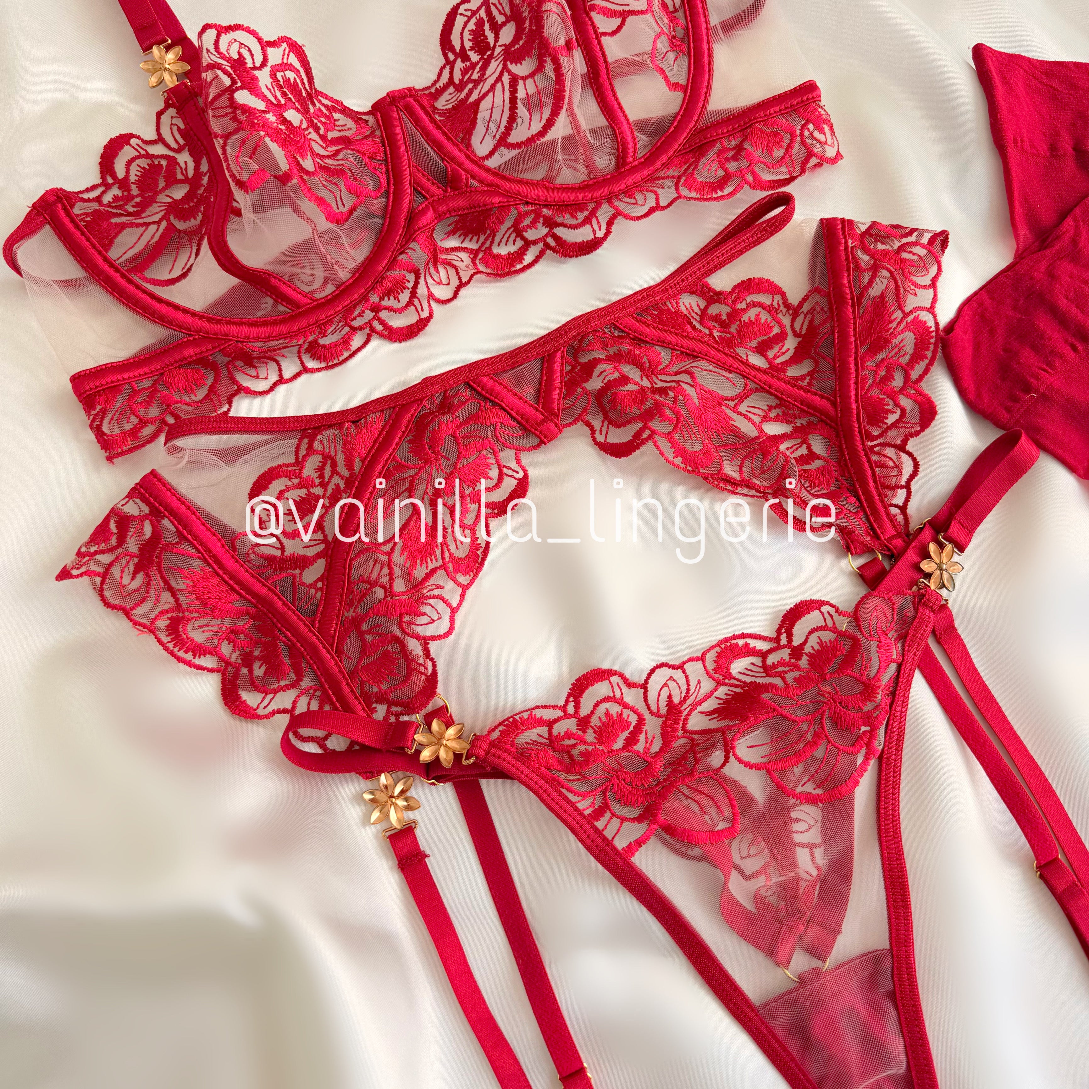 Set Aitana Rojo - Lencería de encaje