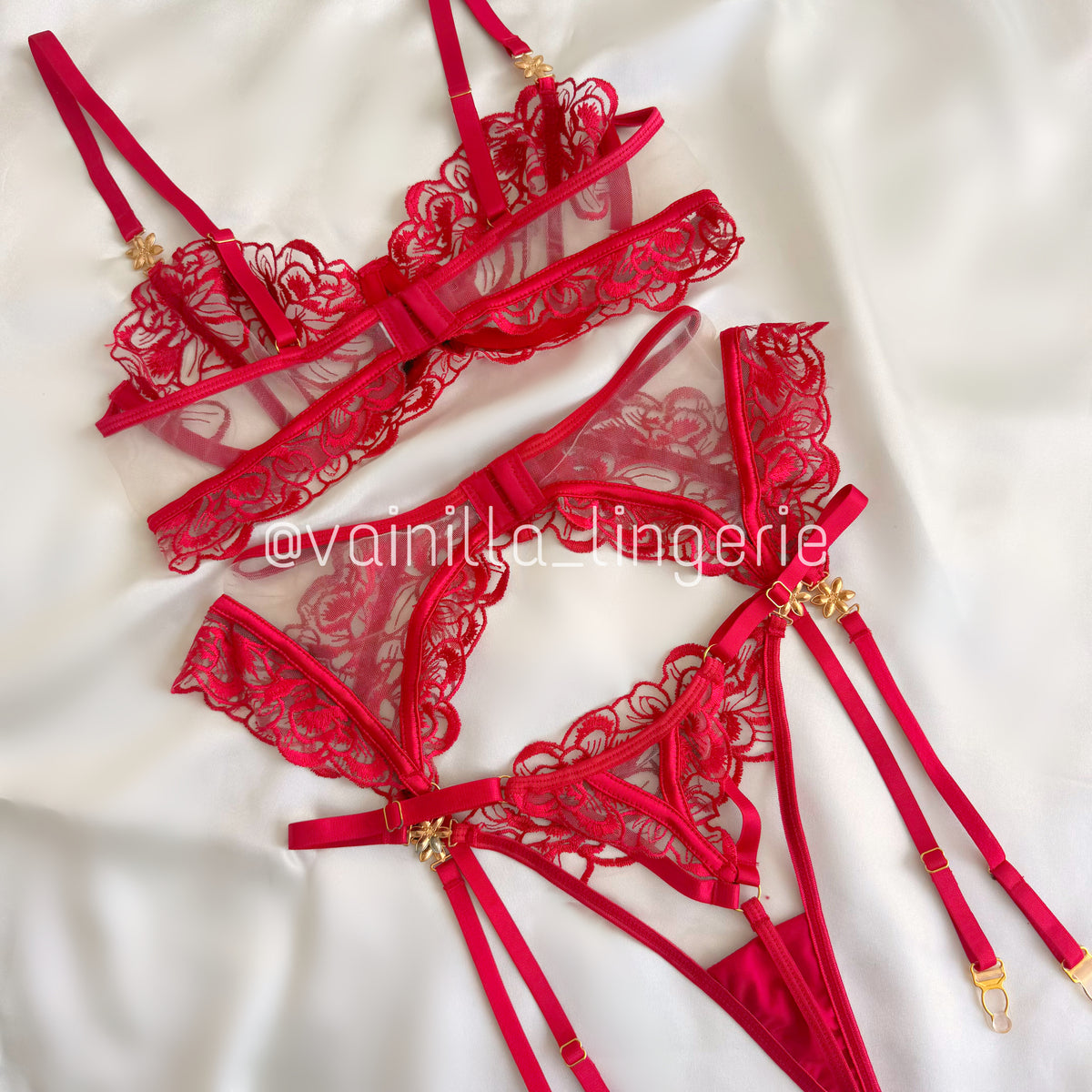 Set Aitana Rojo - Lencería de encaje