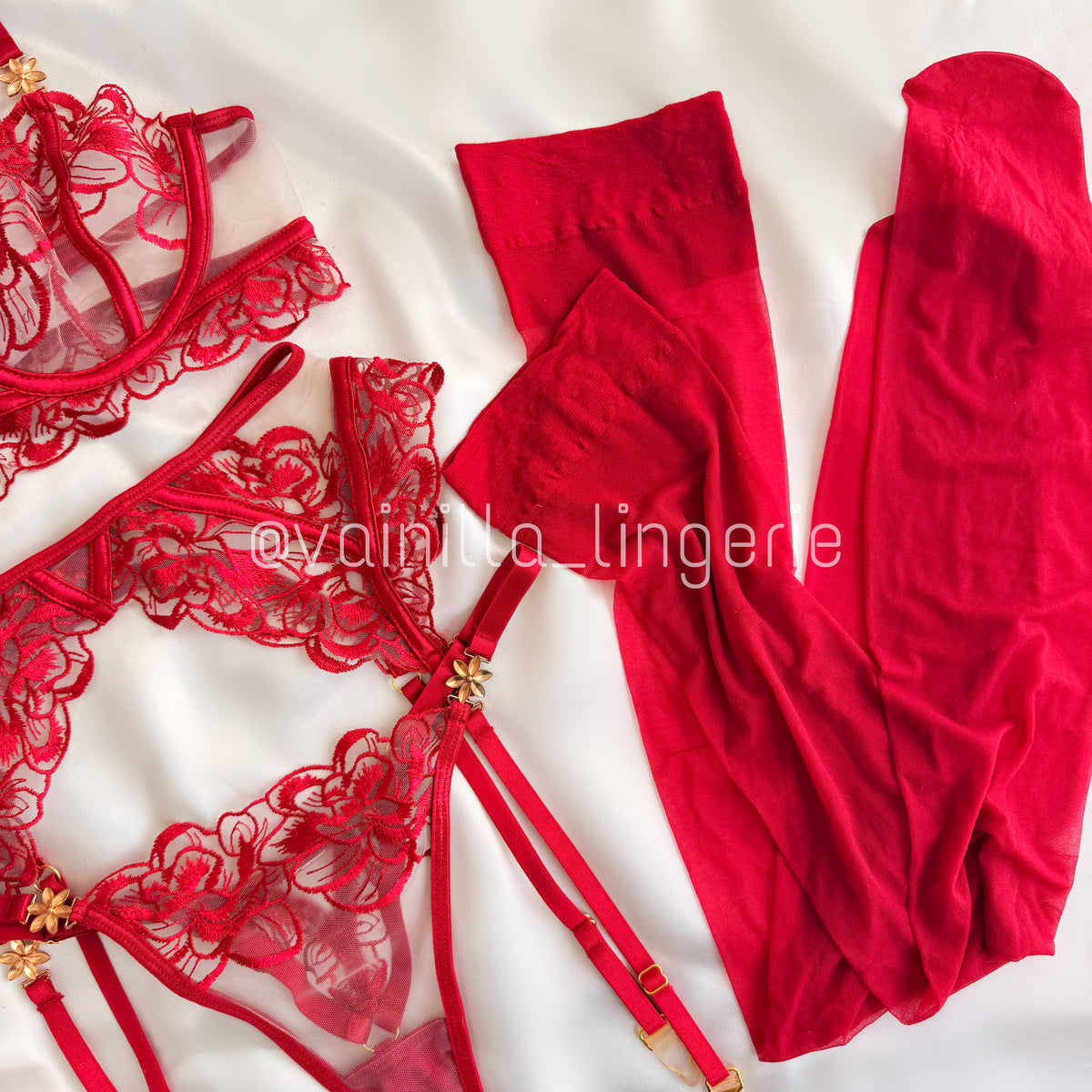 Set Aitana Rojo - Lencería de encaje