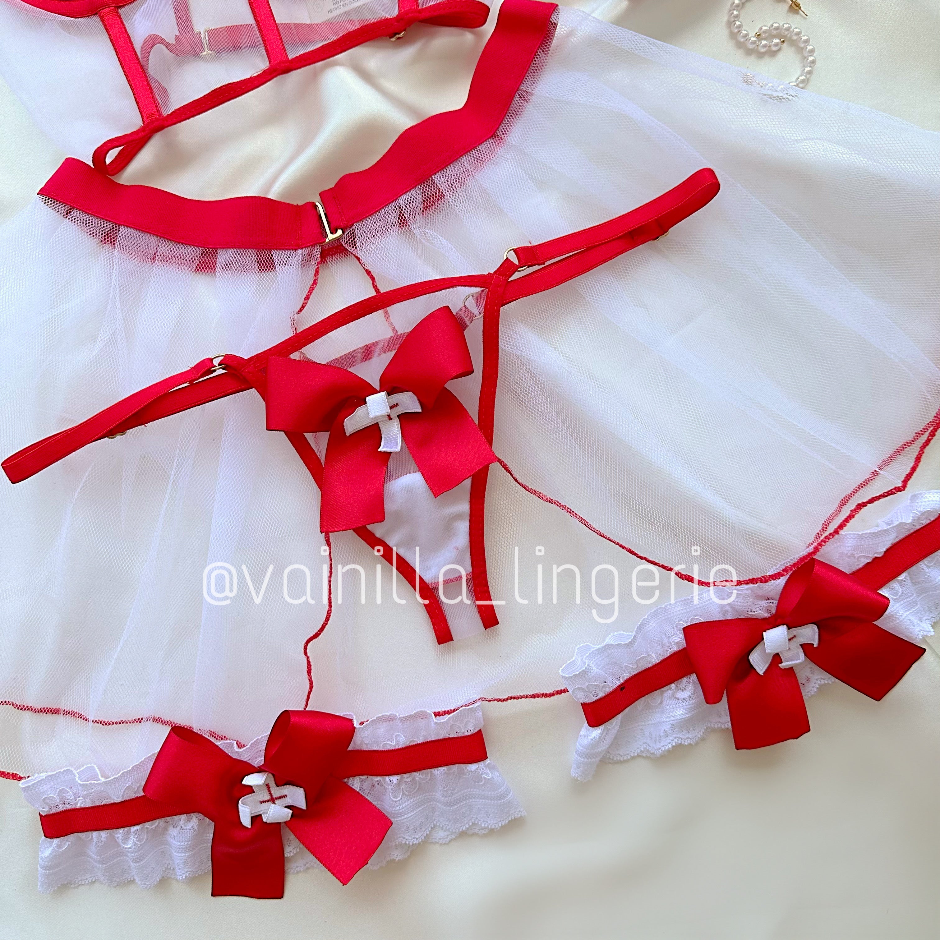 Set enfermera blanco con rojo