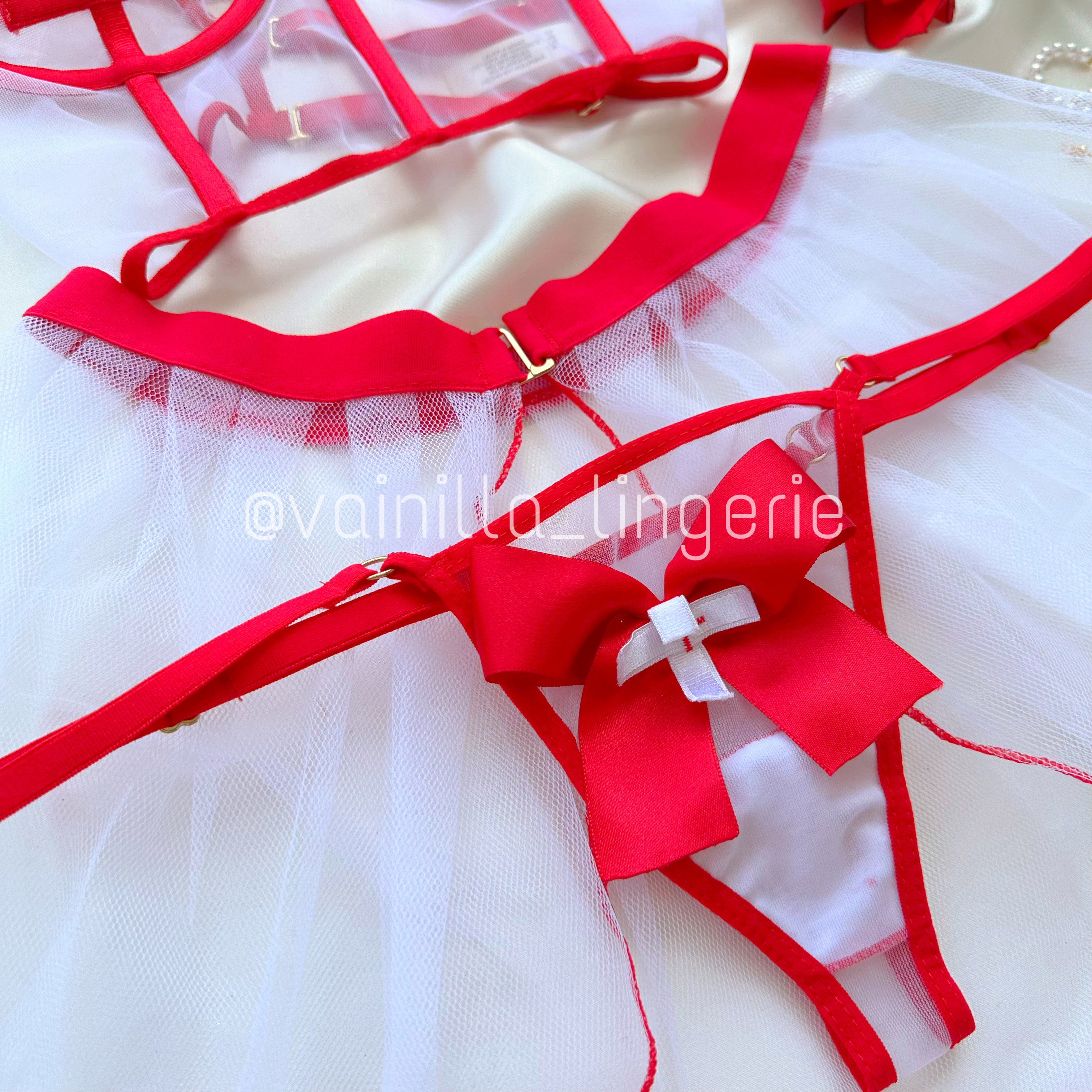 Set enfermera blanco con rojo